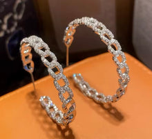 Load image into Gallery viewer, Silver Diamond Hoops