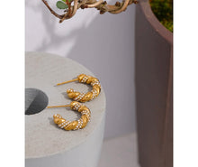 Load image into Gallery viewer, Twist Diamond Hoops
