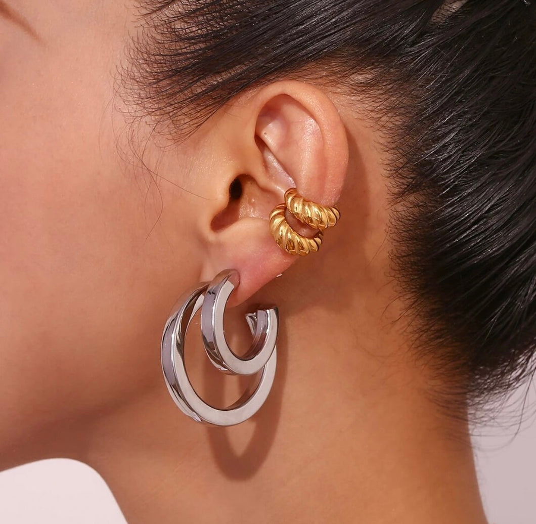 Oversized Pipe Cut Chunky Hoops
