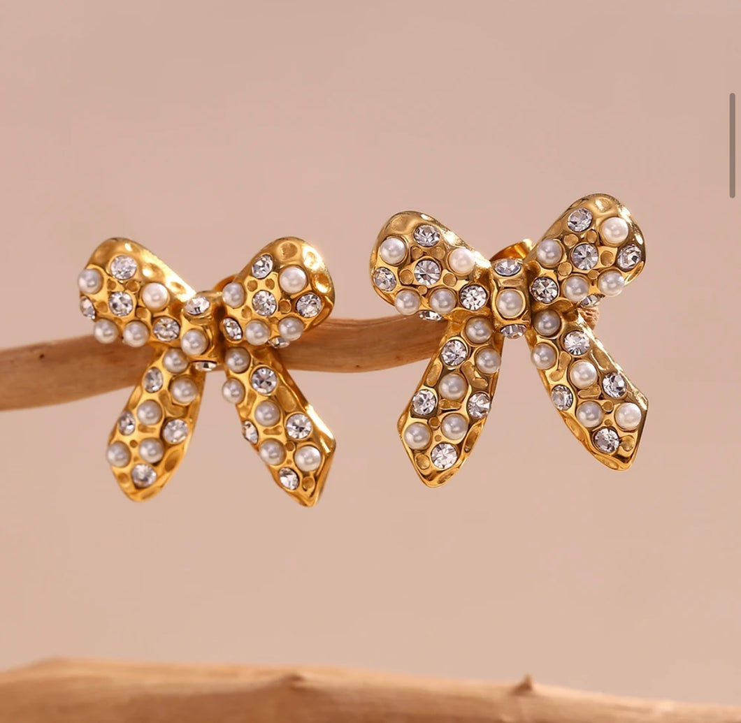 Diamond Bow Earrings