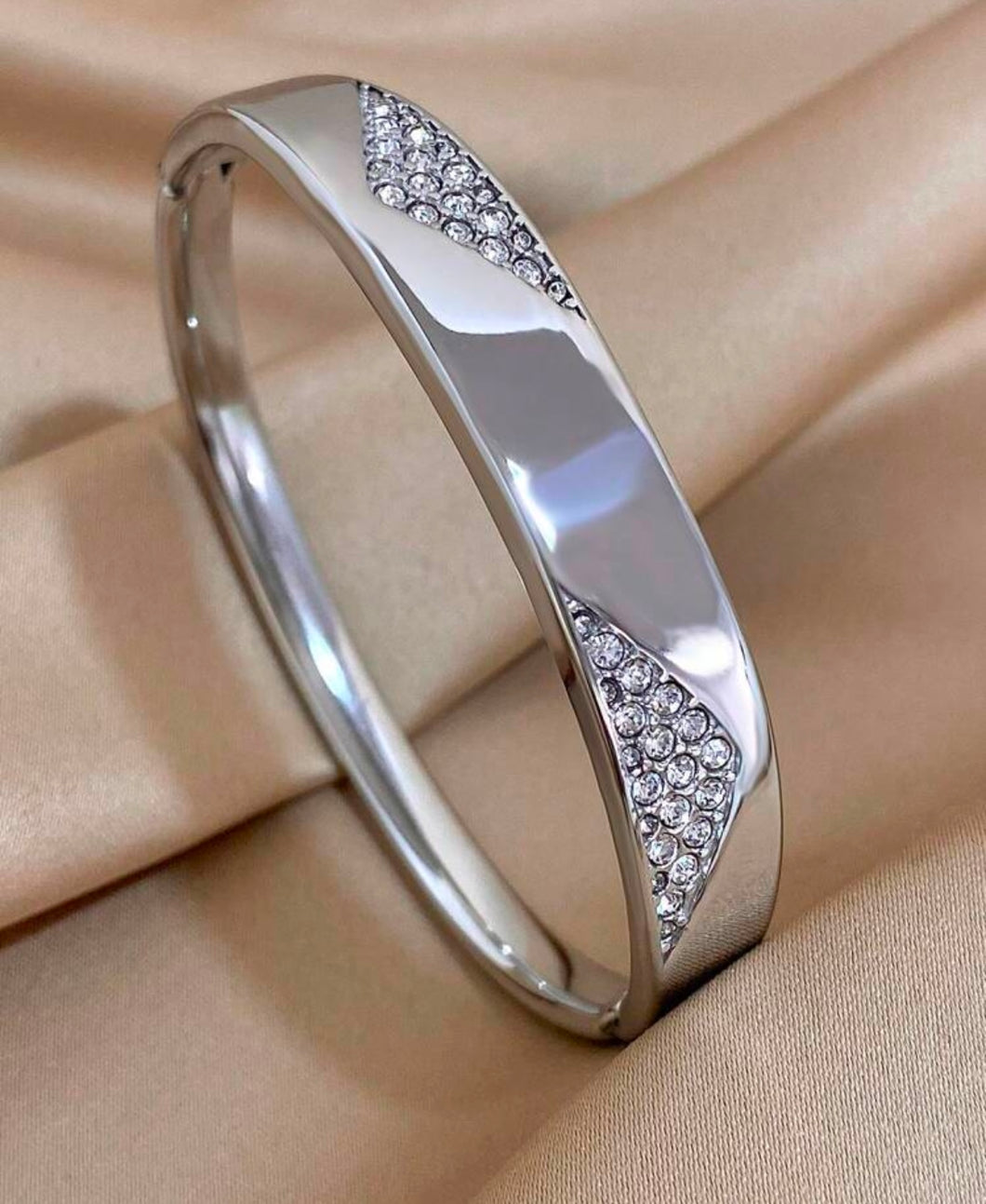 Silver Diamond Bangle