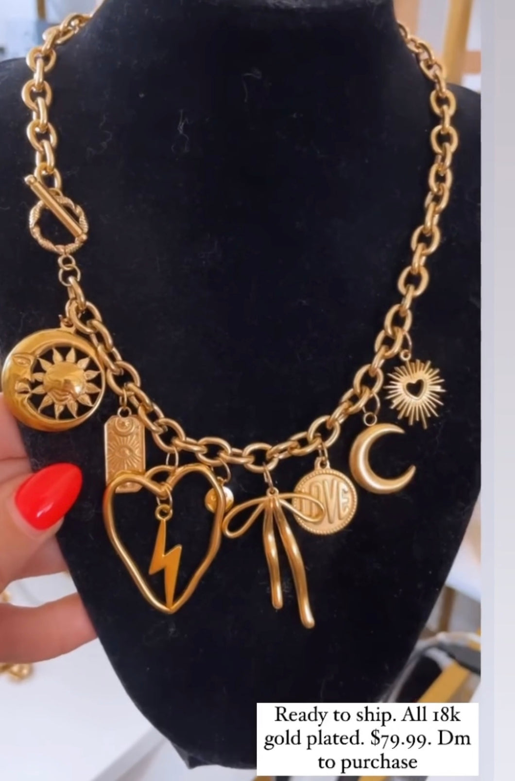 All Gold Charm Necklace