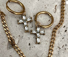 Load image into Gallery viewer, Stainless Steel Cross Huggies
