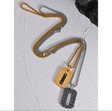 Load image into Gallery viewer, Black and Gold Dog Tag Necklace

