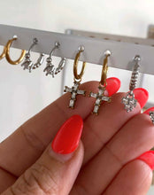Load image into Gallery viewer, Stainless Steel Cross Huggies
