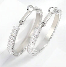Load image into Gallery viewer, Silver Diamond Hoops
