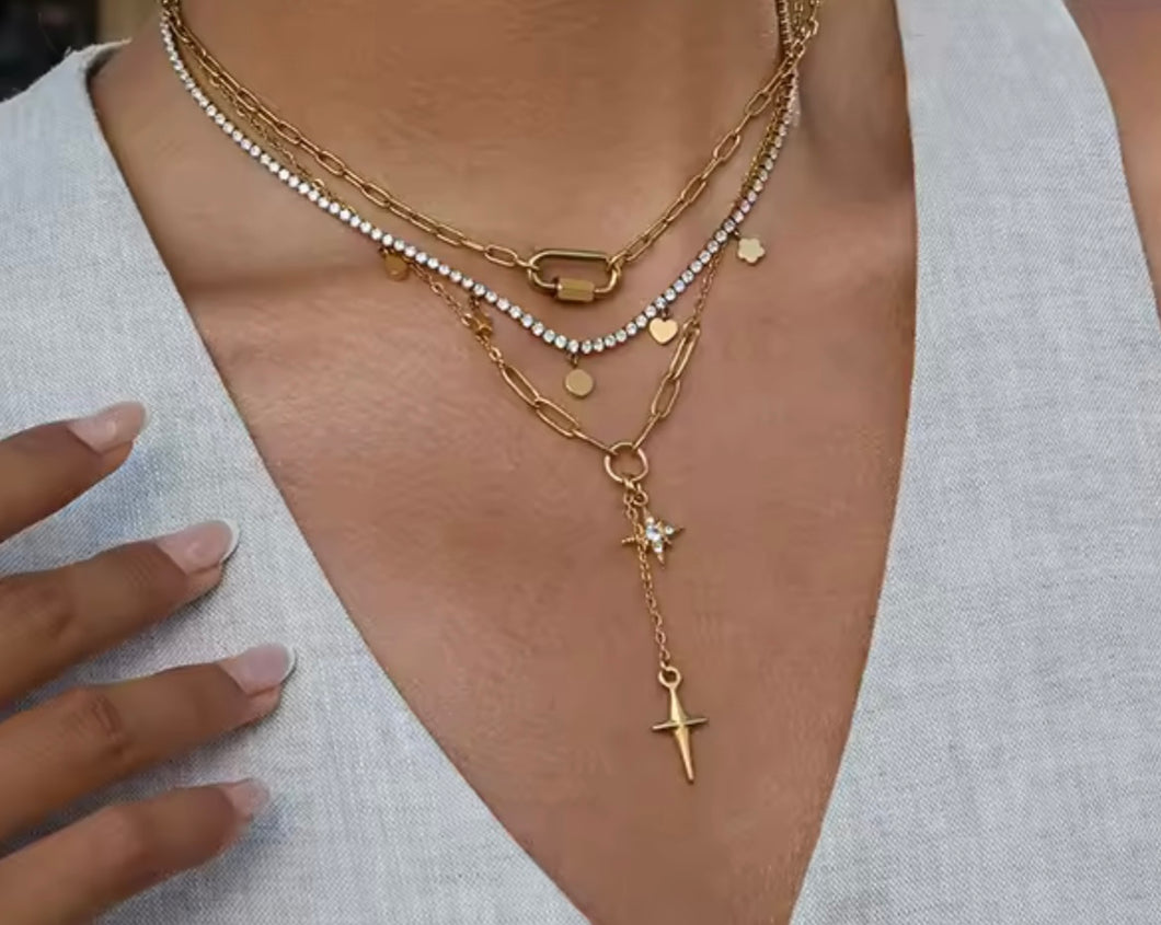 Diamond Charm Necklace Trio
