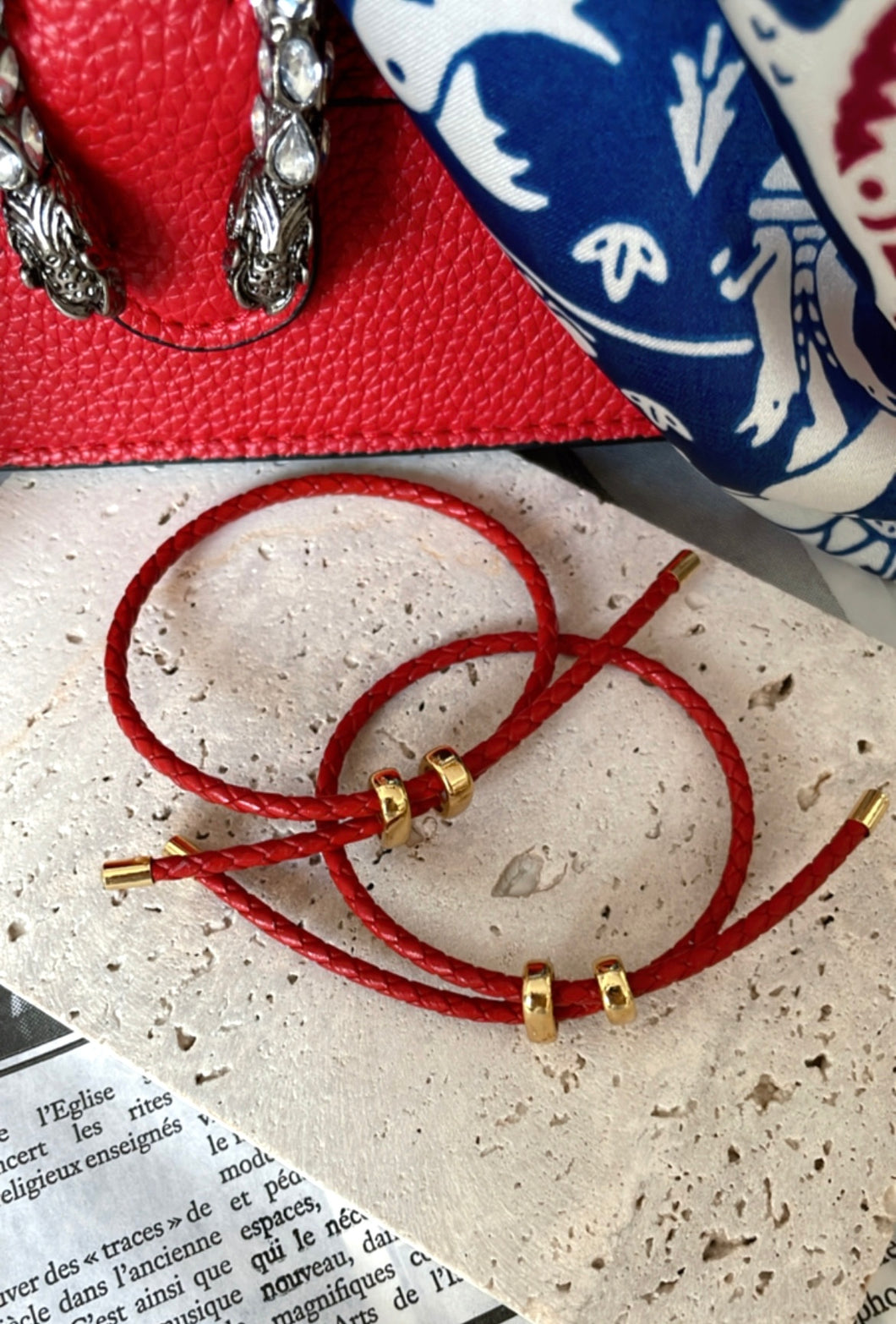 America Red Leather Bracelet