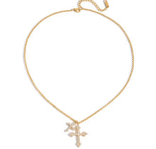 Load image into Gallery viewer, Double Diamond Cross Necklace
