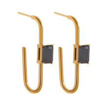 Load image into Gallery viewer, Block Diamond Hoops
