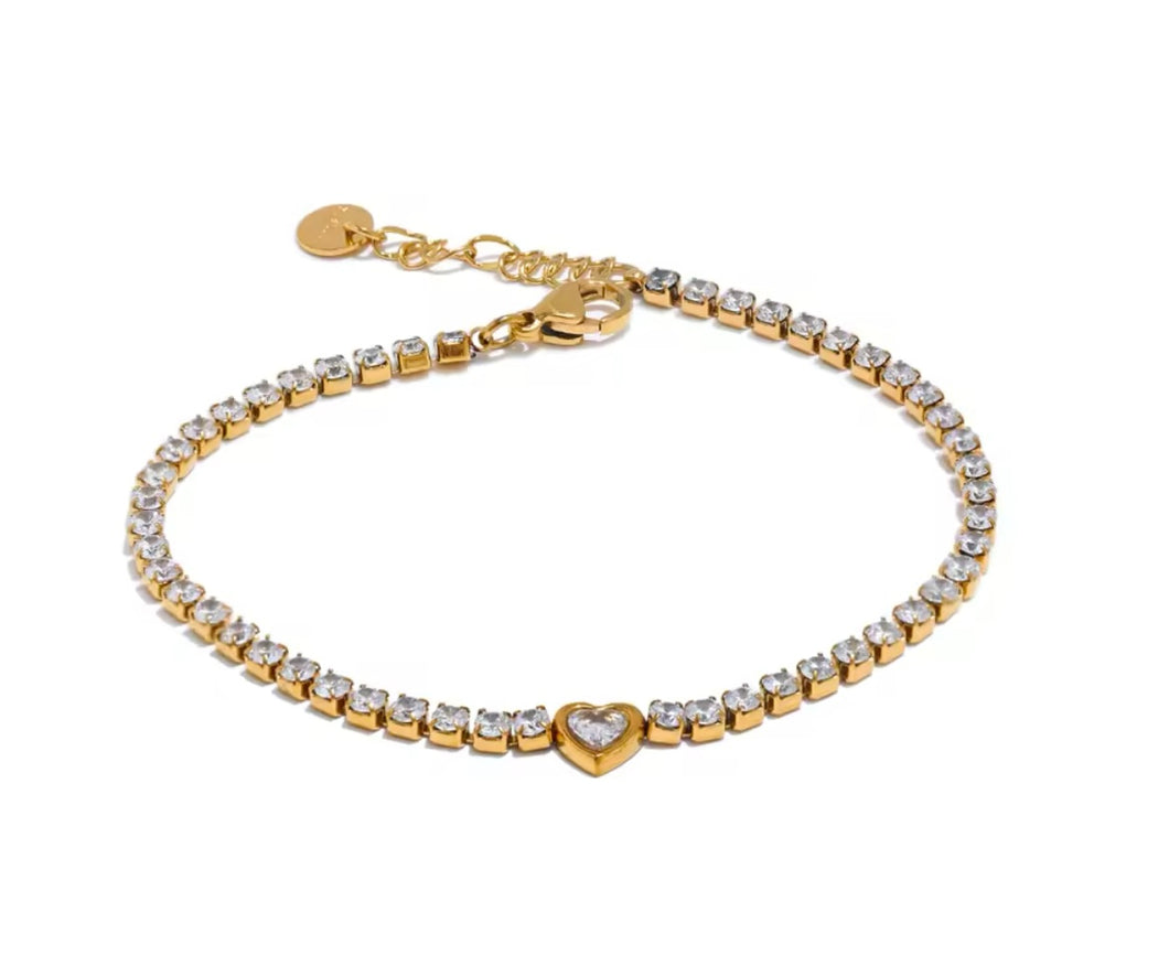 Heart Diamond Tennis Bracelet