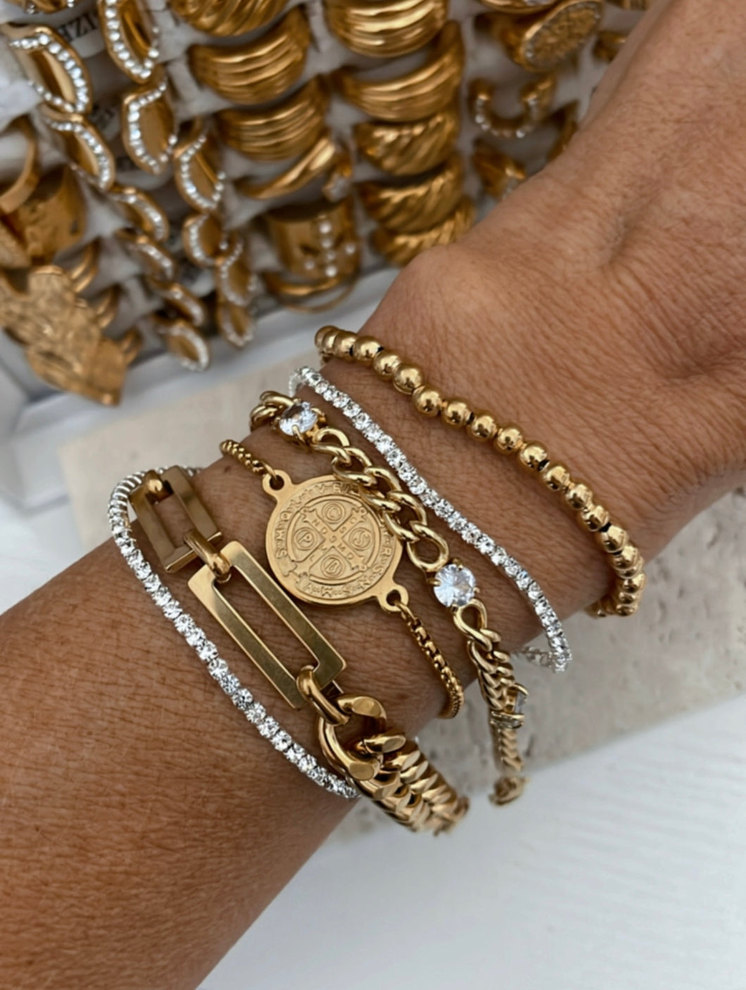 Gold Coin Bracelet Set