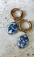 Load image into Gallery viewer, Blue Painted Tulip Earrings
