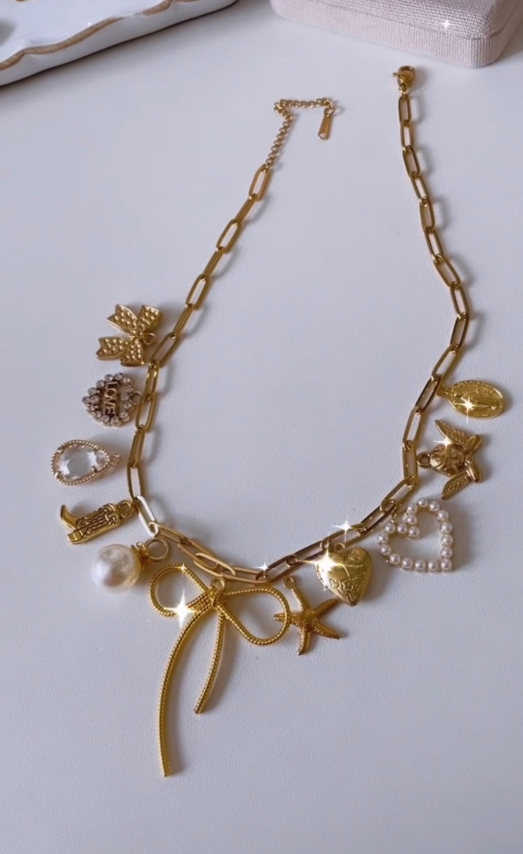 All Gold Charm Necklace