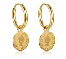 Load image into Gallery viewer, Coin Huggie Earrings

