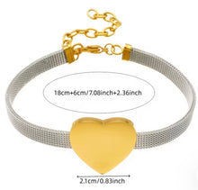 Load image into Gallery viewer, Two Tone Heart Plaque Bracelet

