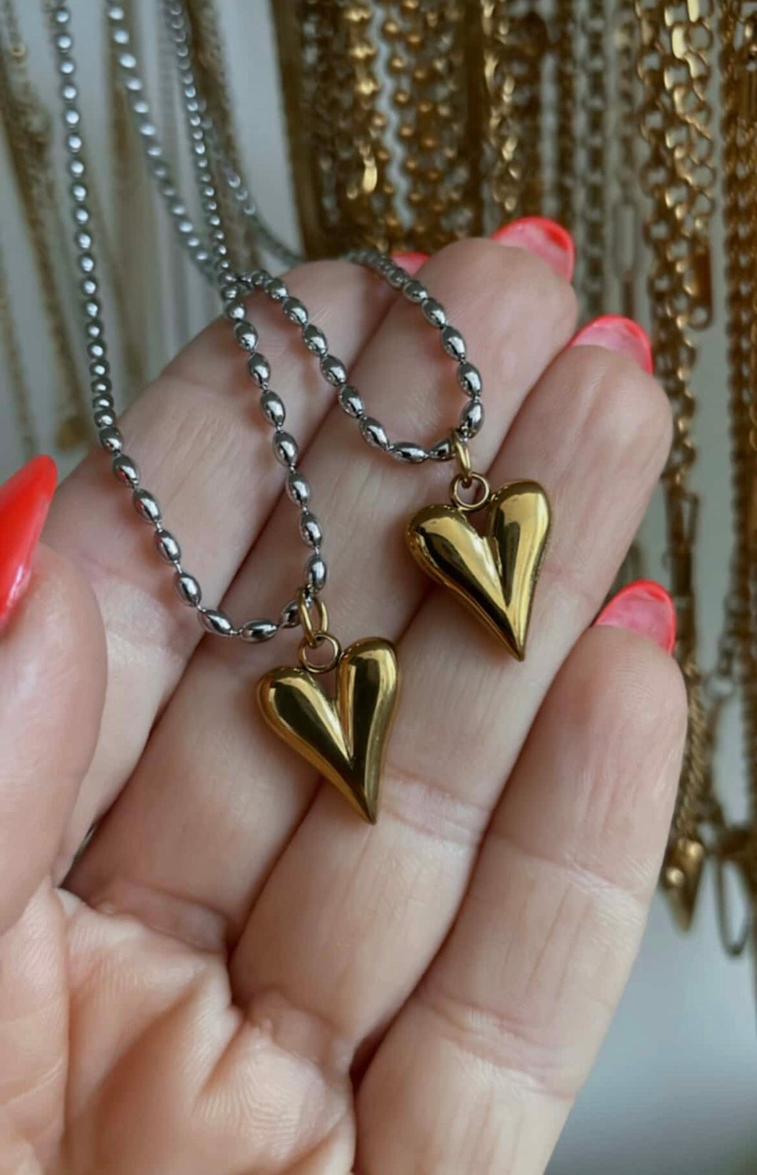 Two Toned Heart Necklace