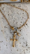 Load image into Gallery viewer, Two Toned Cross Charm Necklace
