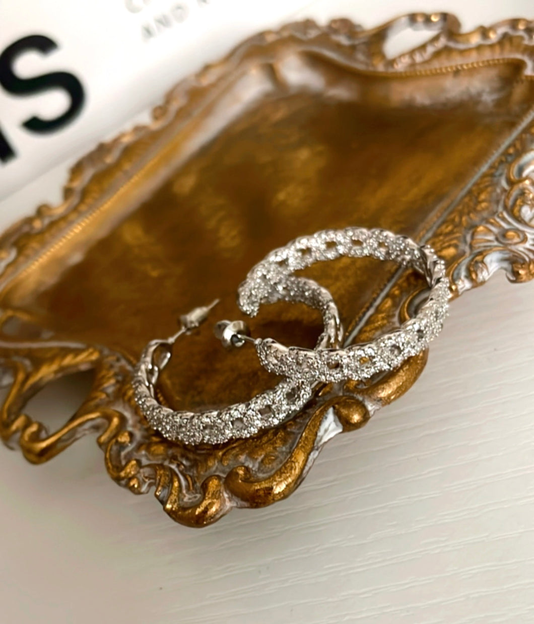 Silver Diamond Hoops