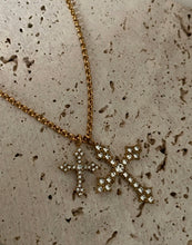 Load image into Gallery viewer, Double Diamond Cross Necklace
