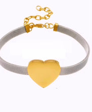 Load image into Gallery viewer, Two Tone Heart Plaque Bracelet
