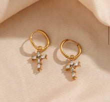 Load image into Gallery viewer, Stainless Steel Cross Huggies
