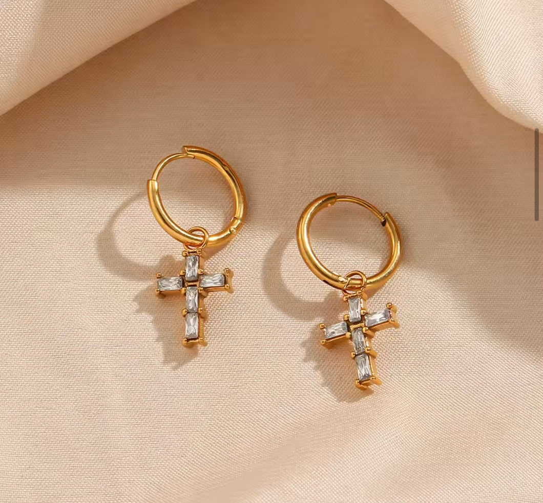 Stainless Steel Cross Huggies