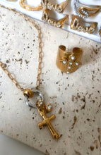 Load image into Gallery viewer, Two Toned Cross Charm Necklace
