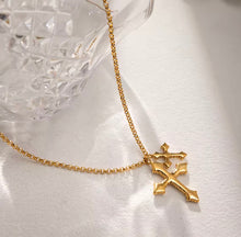 Load image into Gallery viewer, Double Diamond Cross Necklace

