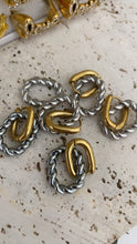 Load image into Gallery viewer, Two Toned Textured Link Hoops
