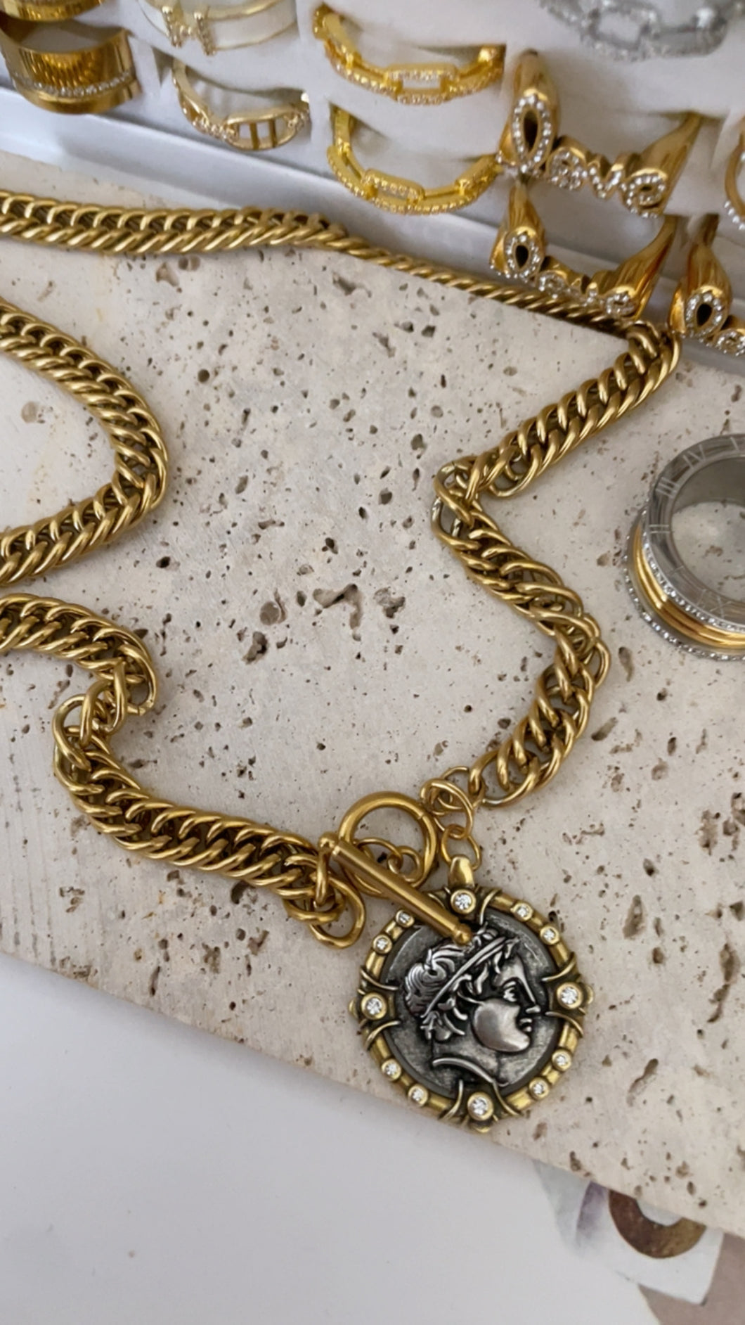 Two Sided Coin Toggle Necklace
