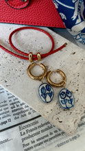 Load image into Gallery viewer, Blue Painted Tulip Earrings

