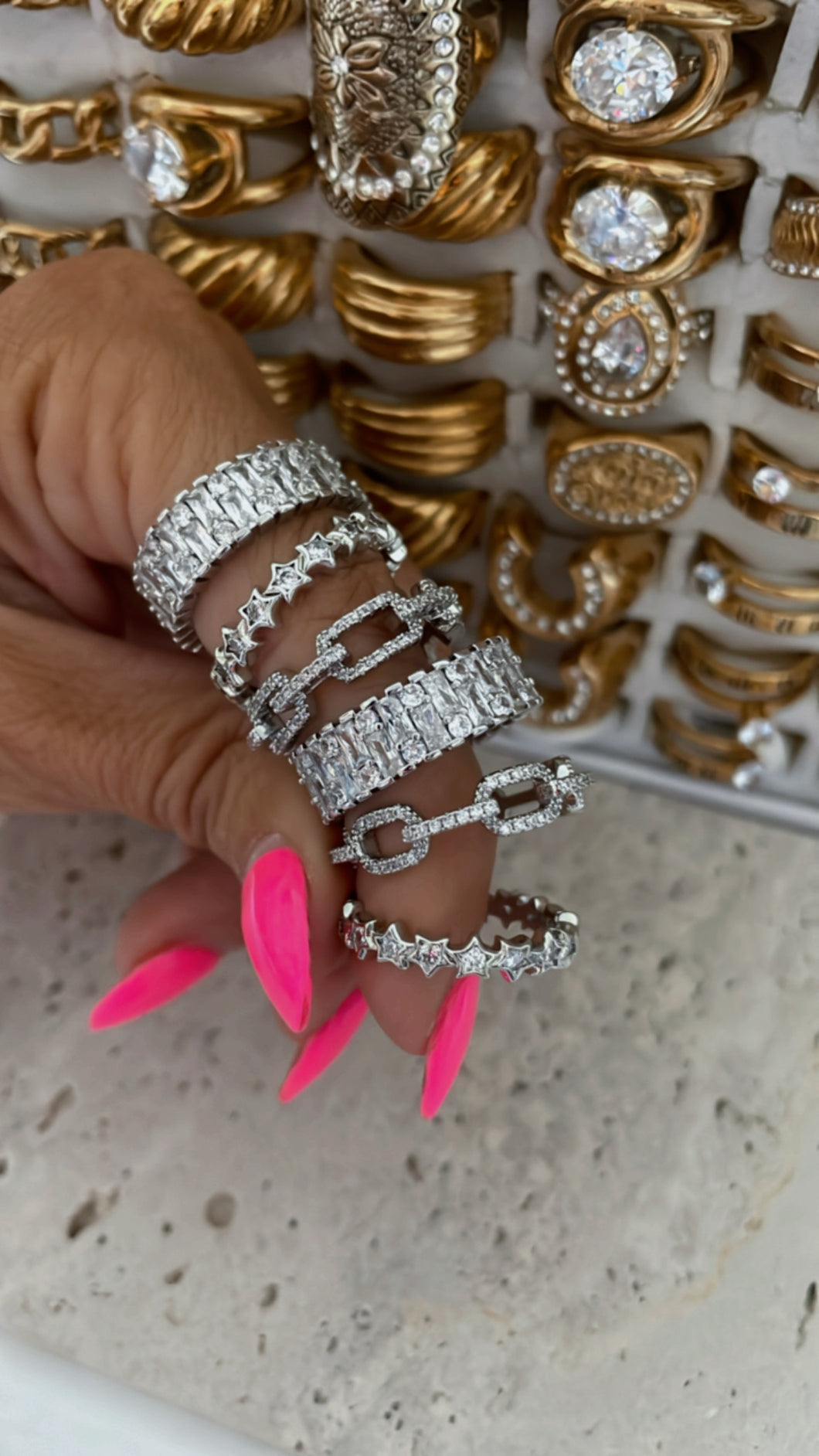 Chunky Crystal Silver Ring