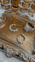 Load image into Gallery viewer, Silver Pearl Hoops
