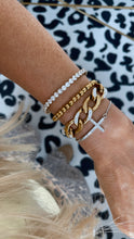 Load image into Gallery viewer, Diamond Cross Pull Tie Bracelet
