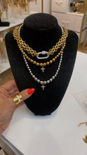 Load image into Gallery viewer, Round Bead Cross Necklace
