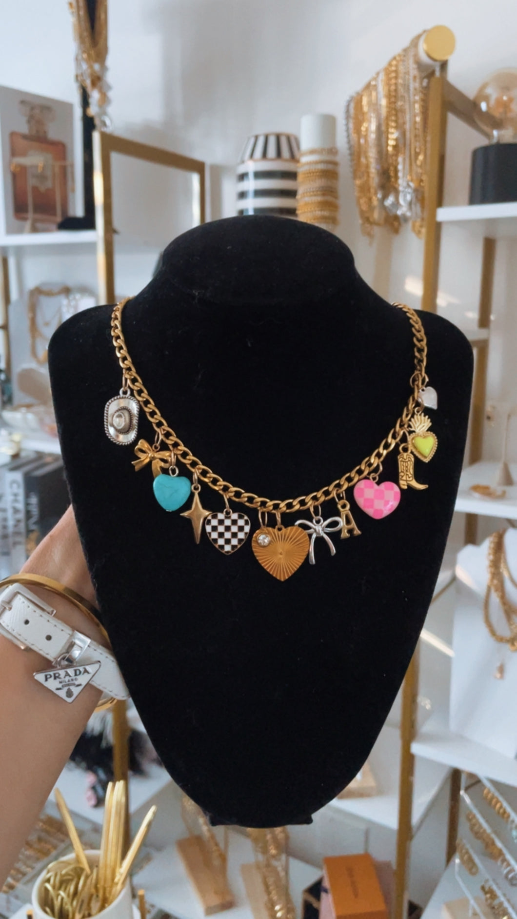 Colorful Hearts Charm Necklace