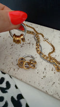 Load image into Gallery viewer, Two Toned Ring Huggie Hoops

