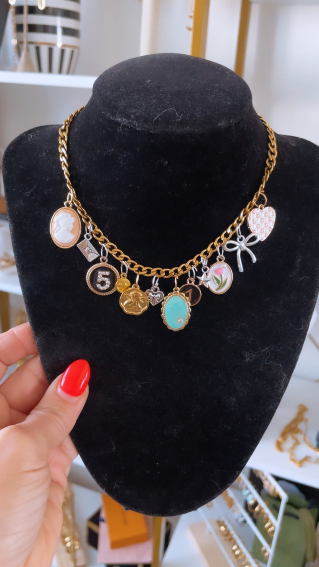 Colorful Two Toned Charm Necklace