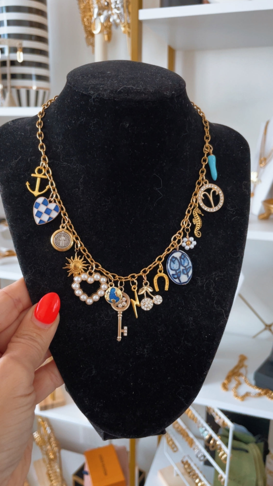 Classic Blue Charm Necklace