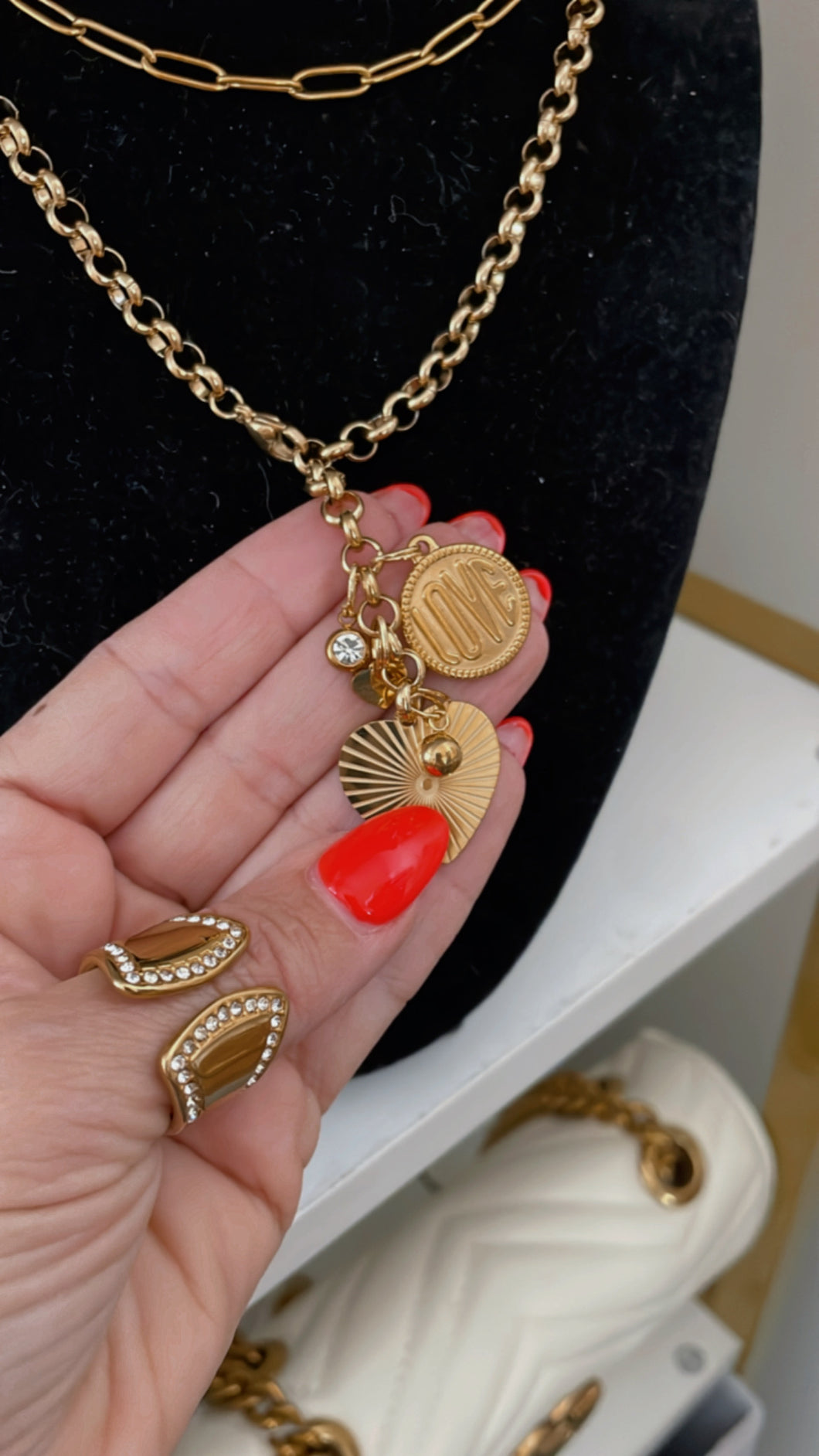 Gold Charm Cluster Neckalce
