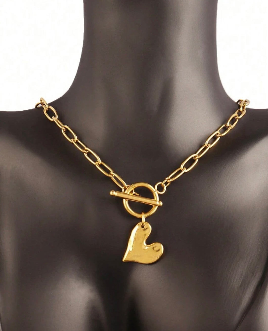 Hammered Heart Toggle Necklace