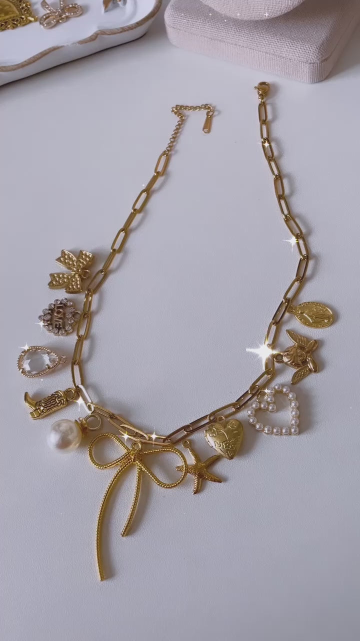 All Gold Charm Necklace