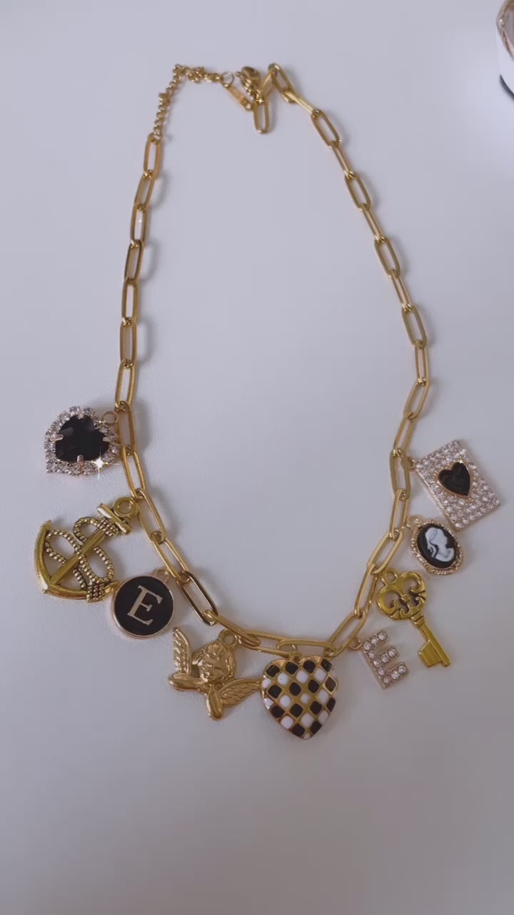 Black and Gold Charm Necklace