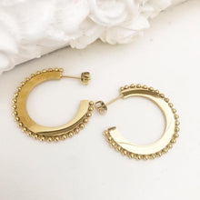 Load image into Gallery viewer, Gold Beaded Hoops
