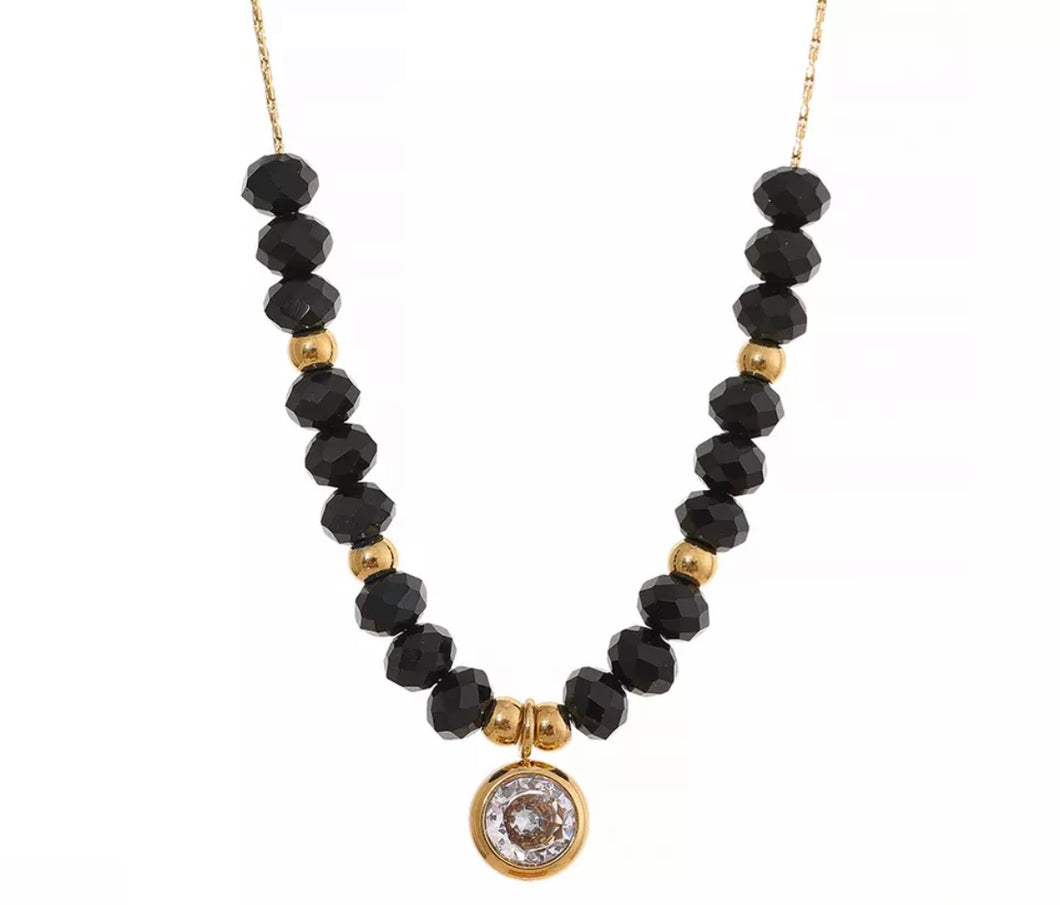 Boho Black Bead Necklace