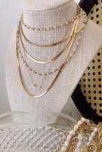 Load image into Gallery viewer, Gold and Pearl Bead Layered Neckalce
