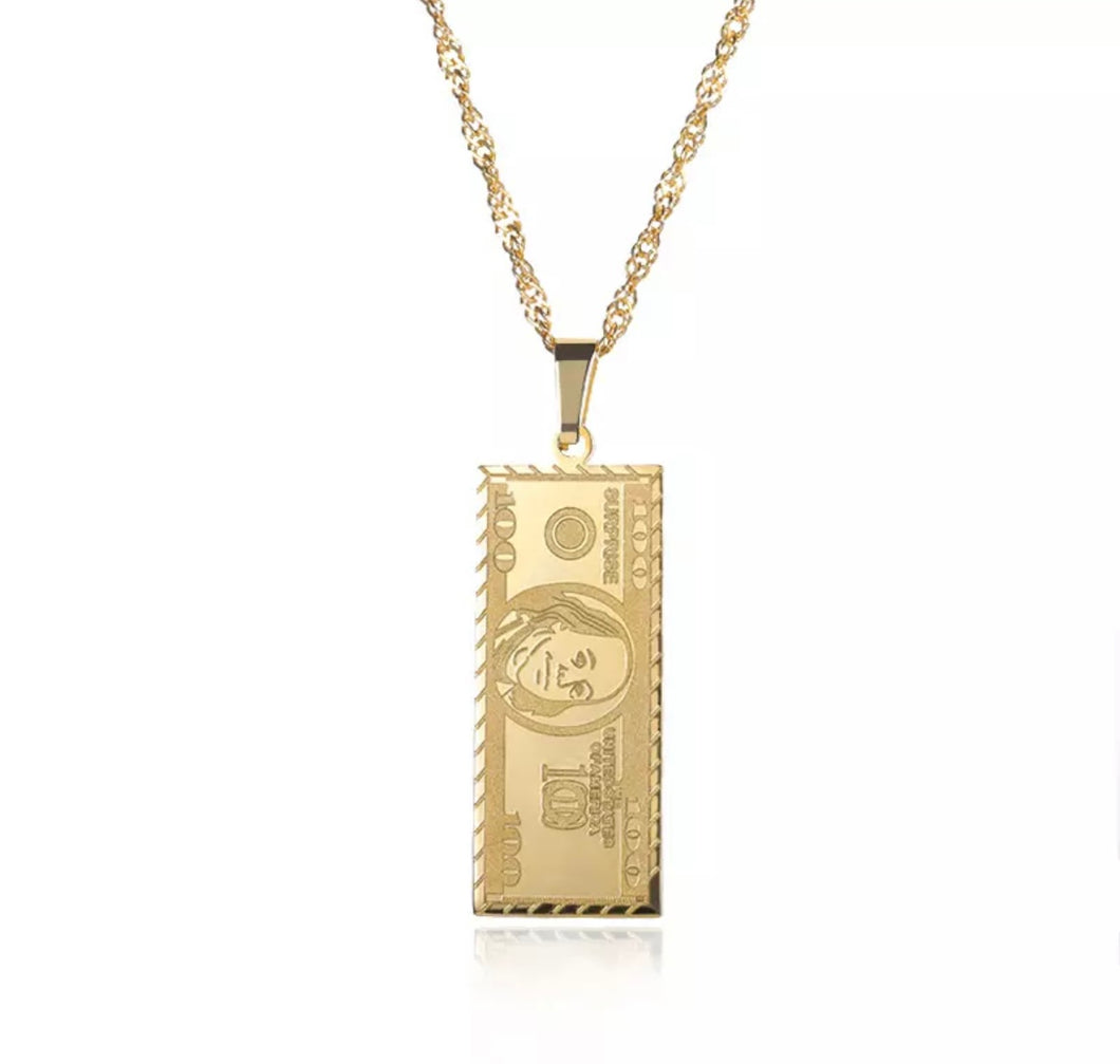 100 Dollar Bill Necklace